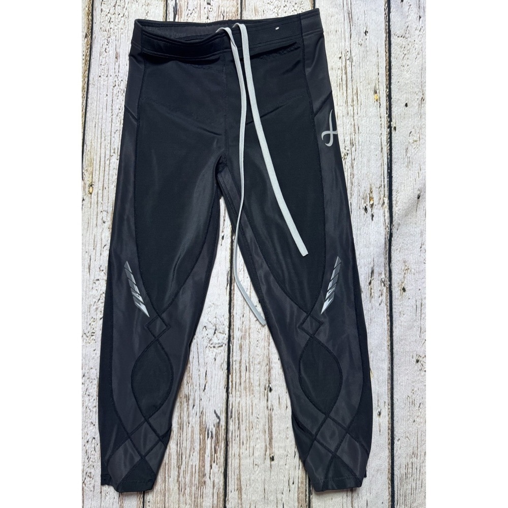 CW-X Leggings Womens Small Black Compression Stabilyx Joint Support Running Crop